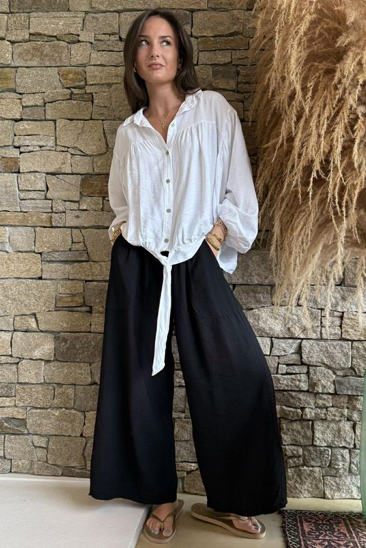 Basso Tie Smock Blouse White